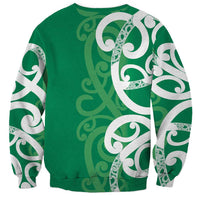 Pounamu Green Maori Sweatshirt Koru Kowhaiwhai LT7 - Polynesian Pride