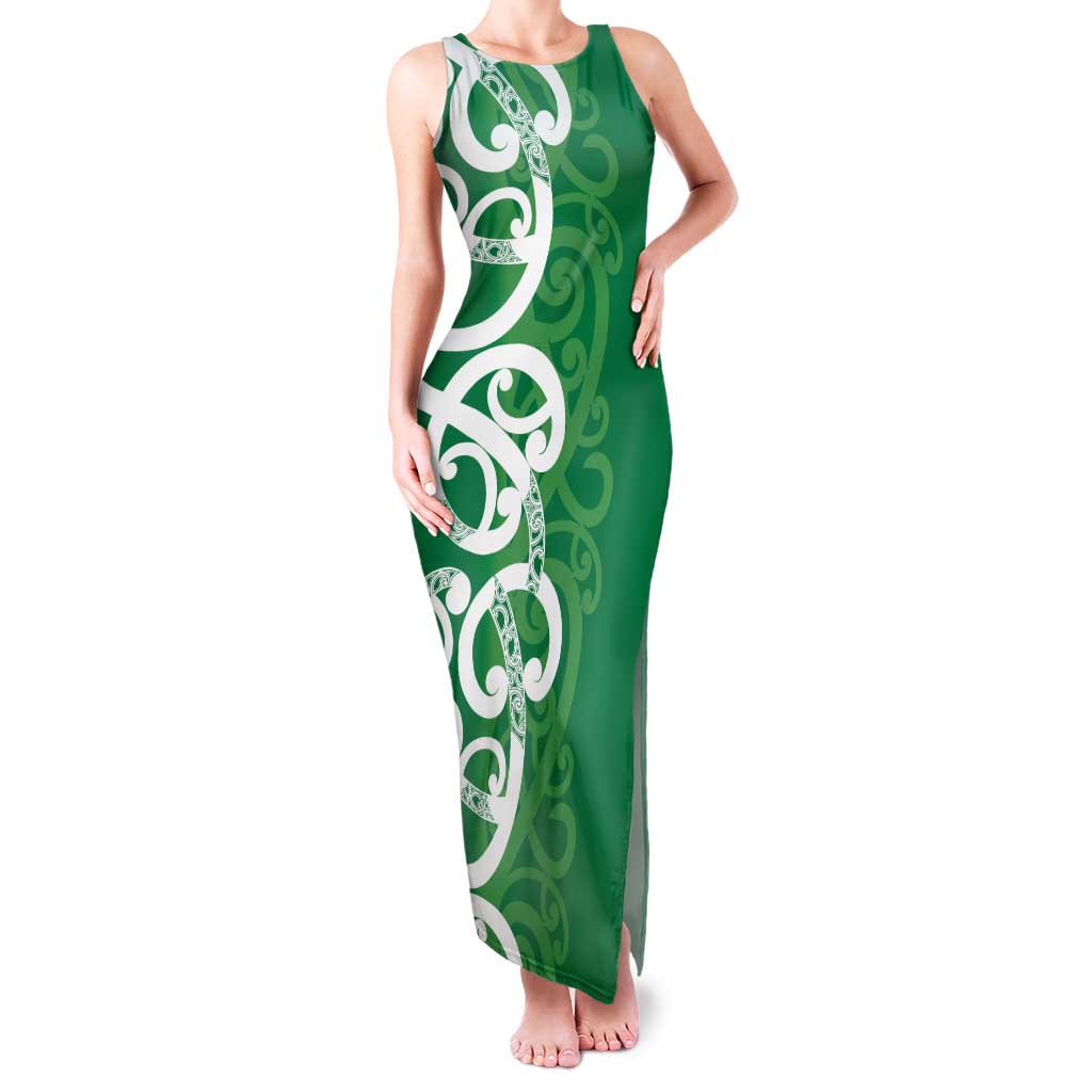 Pounamu Green Maori Tank Maxi Dress Koru Kowhaiwhai LT7 Women Green - Polynesian Pride