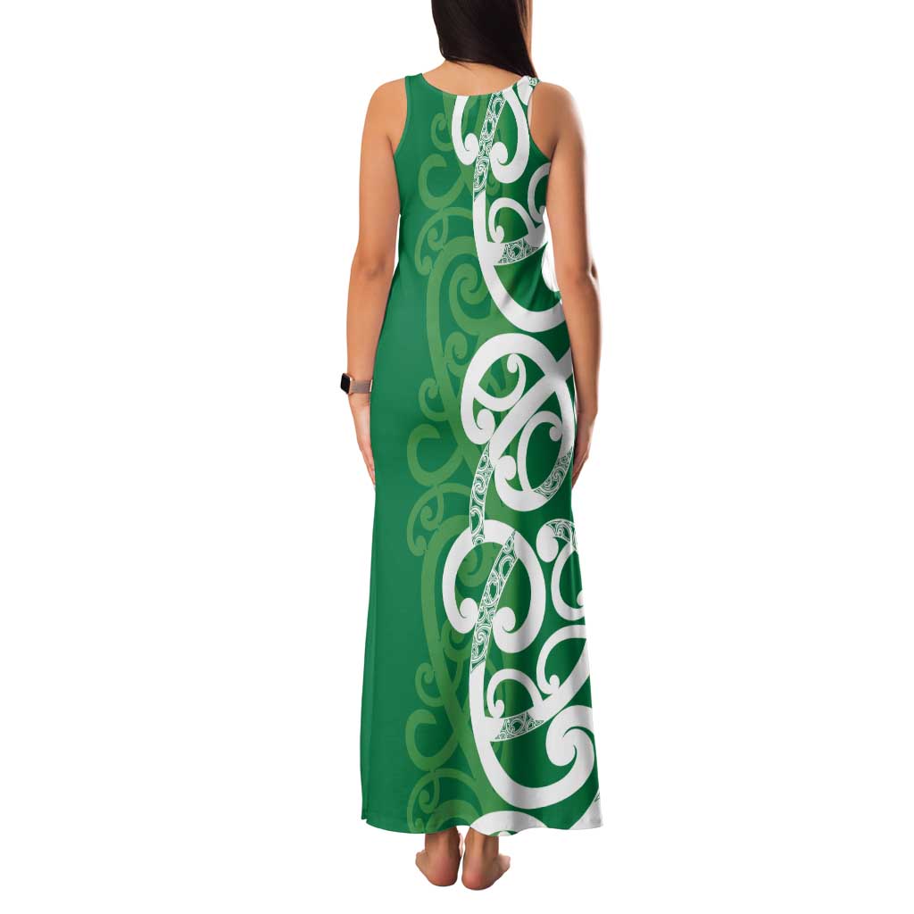 Pounamu Green Maori Tank Maxi Dress Koru Kowhaiwhai LT7 - Polynesian Pride