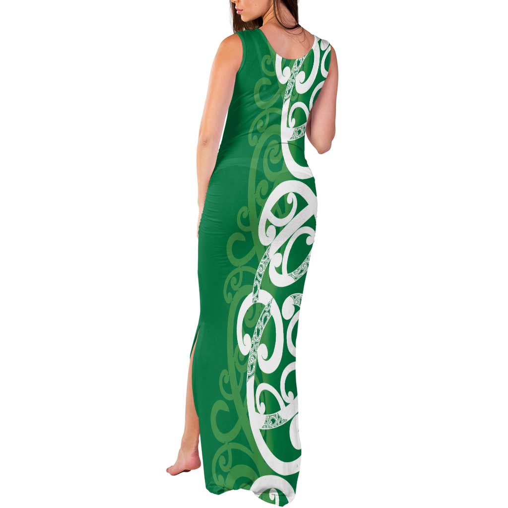 Pounamu Green Maori Tank Maxi Dress Koru Kowhaiwhai LT7 - Polynesian Pride