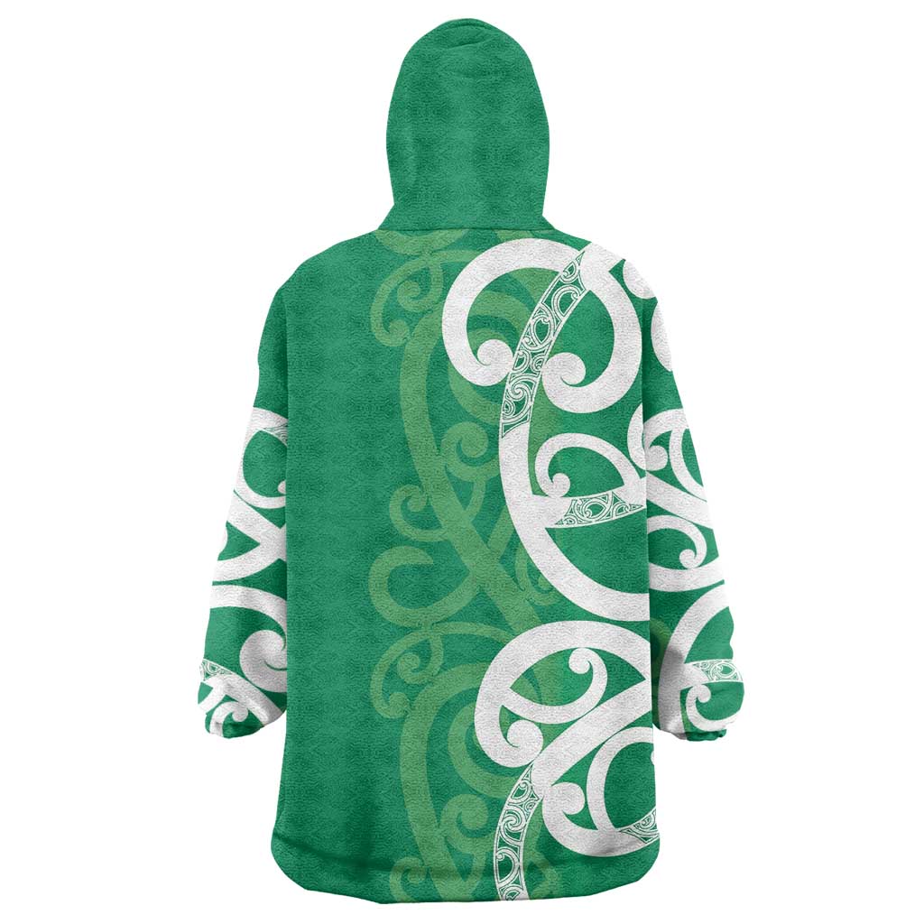 Pounamu Green Maori Wearable Blanket Hoodie Koru Kowhaiwhai LT7 - Polynesian Pride