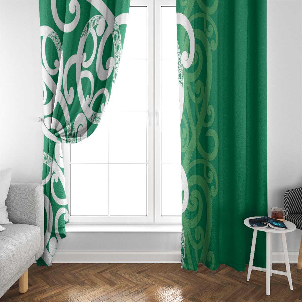 Pounamu Green Maori Window Curtain Koru Kowhaiwhai - Polynesian Pride