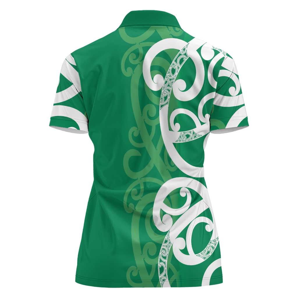 Pounamu Green Maori Women Polo Shirt Koru Kowhaiwhai LT7 - Polynesian Pride