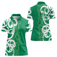 Pounamu Green Maori Women Polo Shirt Koru Kowhaiwhai LT7 - Polynesian Pride