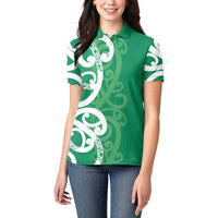 Pounamu Green Maori Women Polo Shirt Koru Kowhaiwhai LT7 - Polynesian Pride