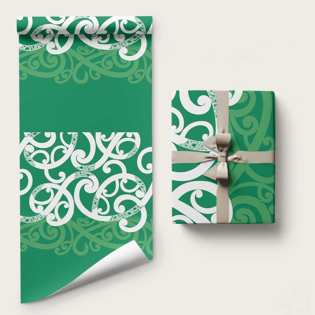 Pounamu Green Maori Wrapping Paper Koru Kowhaiwhai LT7 58" × 23" Green - Polynesian Pride