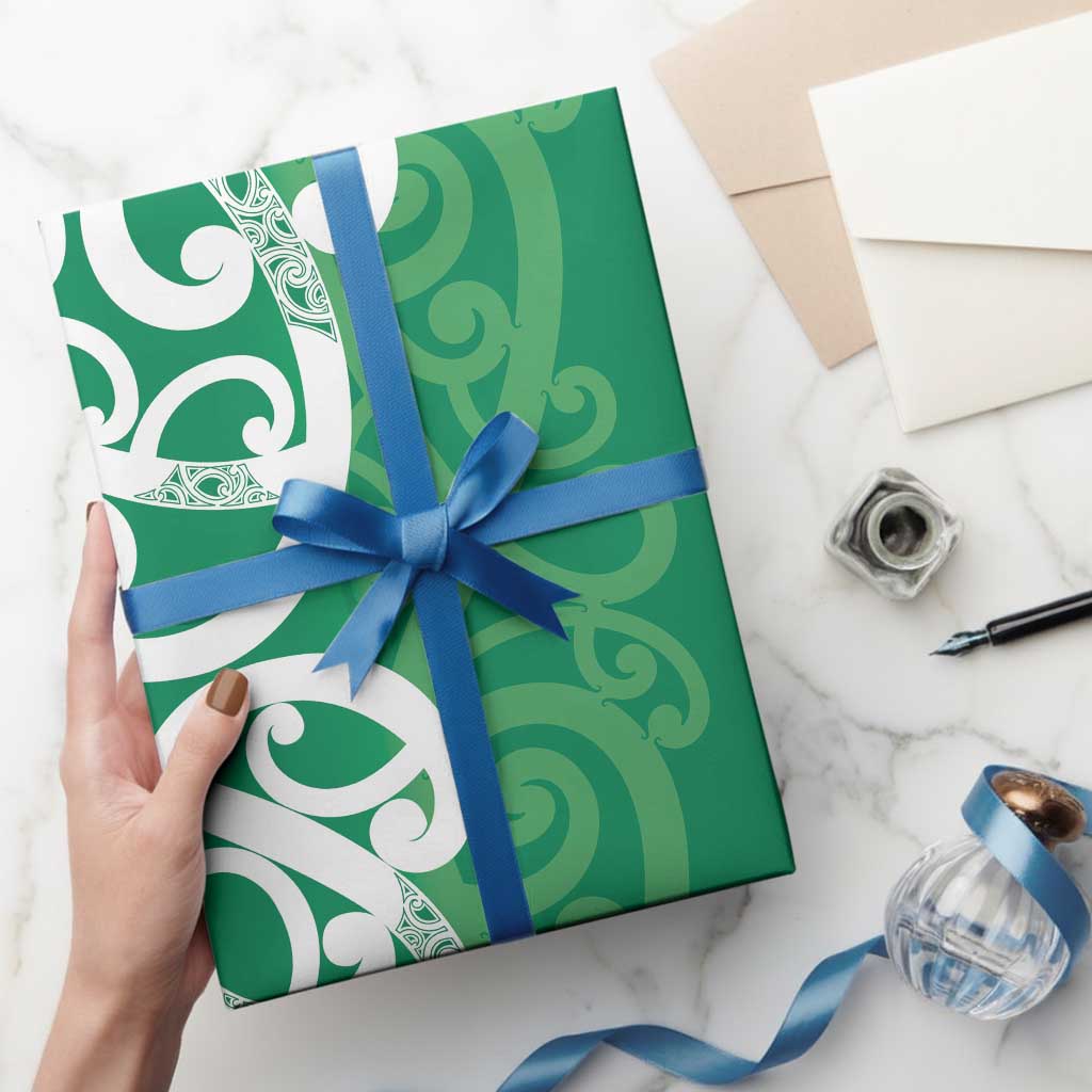 Pounamu Green Maori Wrapping Paper Koru Kowhaiwhai LT7 - Polynesian Pride