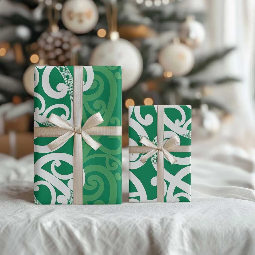 Pounamu Green Maori Wrapping Paper Koru Kowhaiwhai LT7 - Polynesian Pride