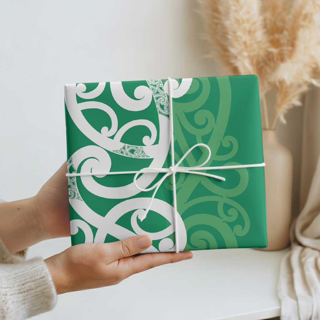 Pounamu Green Maori Wrapping Paper Koru Kowhaiwhai LT7 - Polynesian Pride