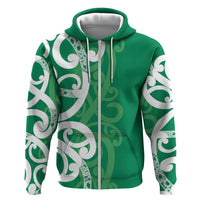 Pounamu Green Maori Zip Hoodie Koru Kowhaiwhai LT7 Zip Hoodie Green - Polynesian Pride