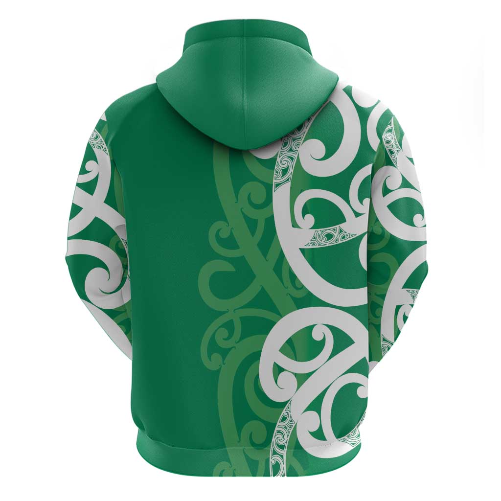 Pounamu Green Maori Zip Hoodie Koru Kowhaiwhai LT7 - Polynesian Pride