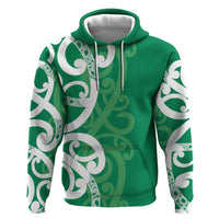 Pounamu Green Maori Zip Hoodie Koru Kowhaiwhai LT7 Pullover Hoodie Green - Polynesian Pride