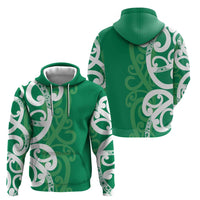 Pounamu Green Maori Zip Hoodie Koru Kowhaiwhai LT7 - Polynesian Pride