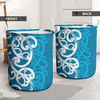 Azure Blue Maori Laundry Basket Koru Kowhaiwhai - Polynesian Pride