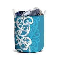 Azure Blue Maori Laundry Basket Koru Kowhaiwhai - Polynesian Pride