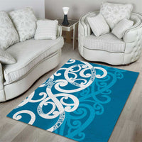 Azure Blue Maori Area Rug Koru Kowhaiwhai - Polynesian Pride