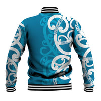 Azure Blue Maori Baseball Jacket Koru Kowhaiwhai LT7 - Polynesian Pride