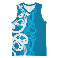 Azure Blue Maori Basketball Jersey Koru Kowhaiwhai - Polynesian Pride