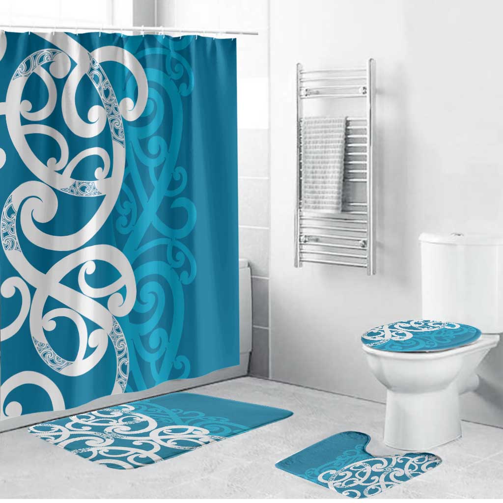 Azure Blue Maori Bathroom Set Koru Kowhaiwhai - Polynesian Pride