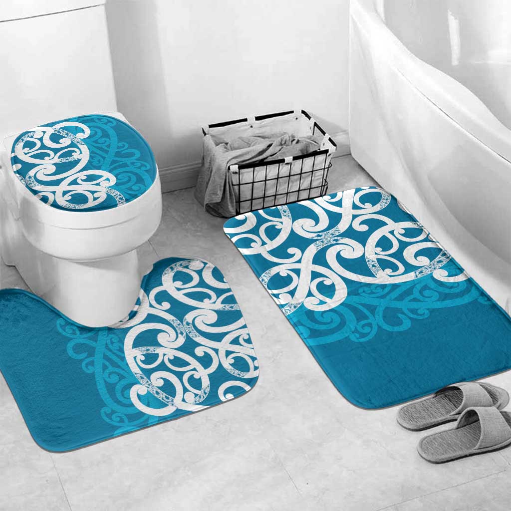 Azure Blue Maori Bathroom Set Koru Kowhaiwhai - Polynesian Pride