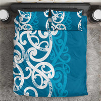 Azure Blue Maori Bedding Set Koru Kowhaiwhai LT7 Blue - Polynesian Pride
