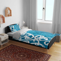 Azure Blue Maori Bedding Set Koru Kowhaiwhai LT7 - Polynesian Pride