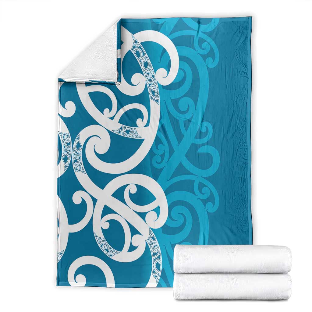 Azure Blue Maori Blanket Koru Kowhaiwhai - Polynesian Pride