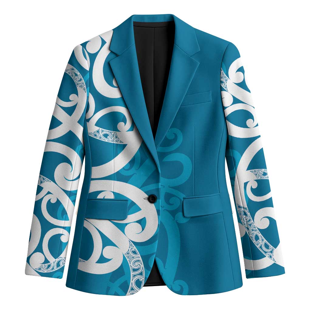 Azure Blue Maori Blazer Koru Kowhaiwhai LT7 Unisex Blue - Polynesian Pride