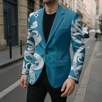 Azure Blue Maori Blazer Koru Kowhaiwhai LT7 - Polynesian Pride