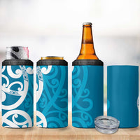 Azure Blue Maori 4 in 1 Can Cooler Tumbler Koru Kowhaiwhai LT7 - Polynesian Pride