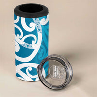 Azure Blue Maori 4 in 1 Can Cooler Tumbler Koru Kowhaiwhai LT7 - Polynesian Pride