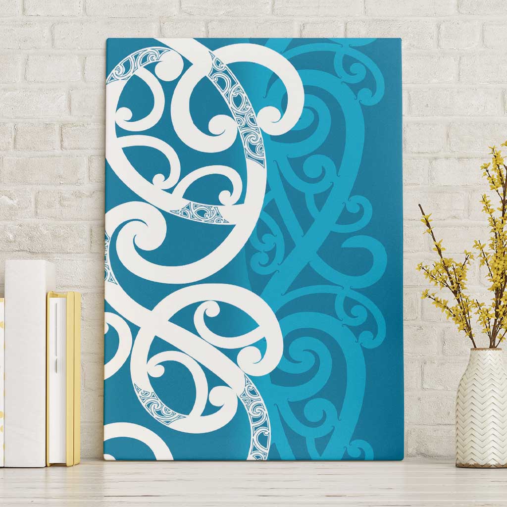 Azure Blue Maori Canvas Wall Art Koru Kowhaiwhai LT7 Without Frame Blue - Polynesian Pride