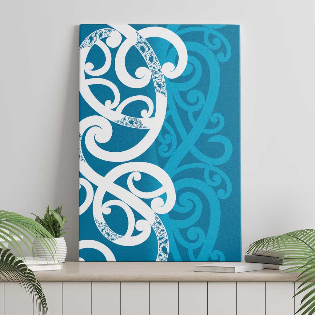 Azure Blue Maori Canvas Wall Art Koru Kowhaiwhai LT7 - Polynesian Pride