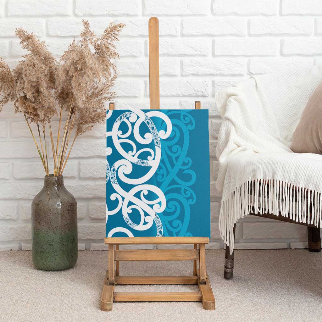 Azure Blue Maori Canvas Wall Art Koru Kowhaiwhai LT7 - Polynesian Pride