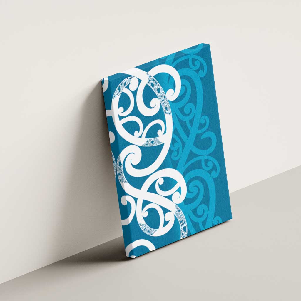Azure Blue Maori Canvas Wall Art Koru Kowhaiwhai LT7 - Polynesian Pride