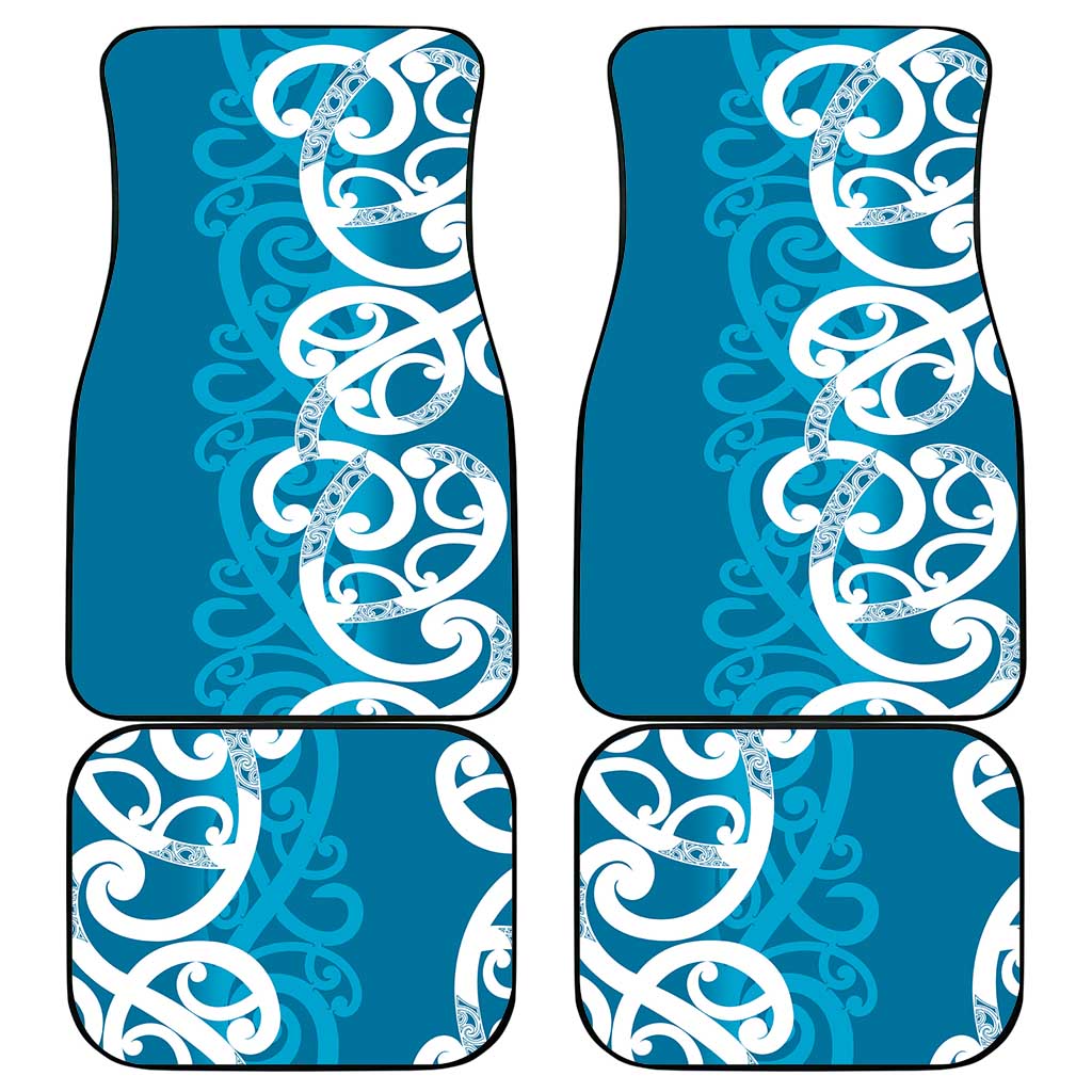 Azure Blue Maori Car Mats Koru Kowhaiwhai LT7 - Polynesian Pride