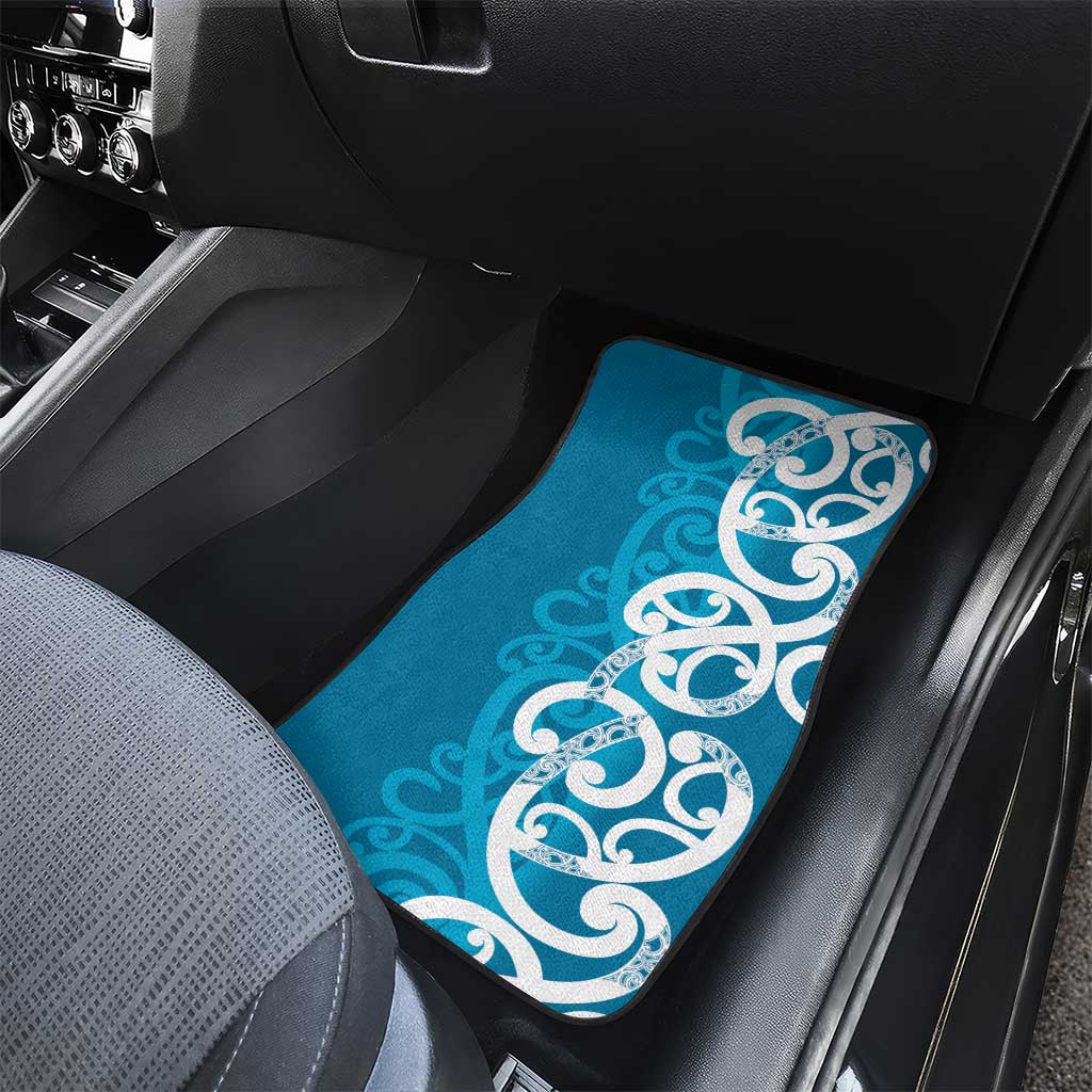 Azure Blue Maori Car Mats Koru Kowhaiwhai LT7 - Polynesian Pride