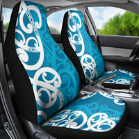 Azure Blue Maori Car Seat Cover Koru Kowhaiwhai LT7 - Polynesian Pride