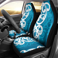 Azure Blue Maori Car Seat Cover Koru Kowhaiwhai LT7 - Polynesian Pride