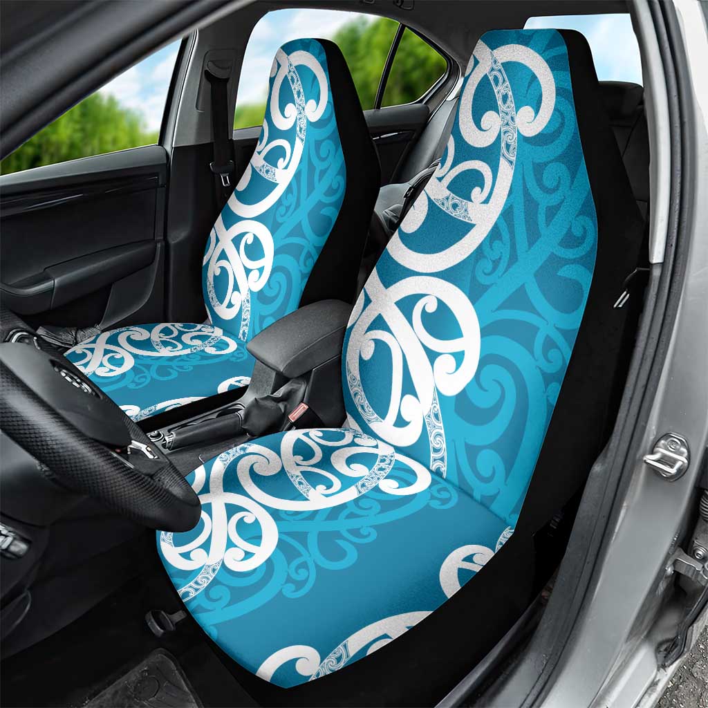 Azure Blue Maori Car Seat Cover Koru Kowhaiwhai LT7 - Polynesian Pride
