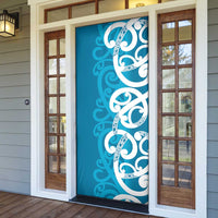 Azure Blue Maori Door Cover Koru Kowhaiwhai LT7 - Polynesian Pride