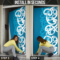 Azure Blue Maori Door Cover Koru Kowhaiwhai LT7 - Polynesian Pride