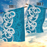 Azure Blue Maori Garden Flag Koru Kowhaiwhai LT7 - Polynesian Pride
