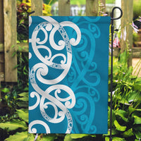 Azure Blue Maori Garden Flag Koru Kowhaiwhai LT7 Garden Flag Blue - Polynesian Pride
