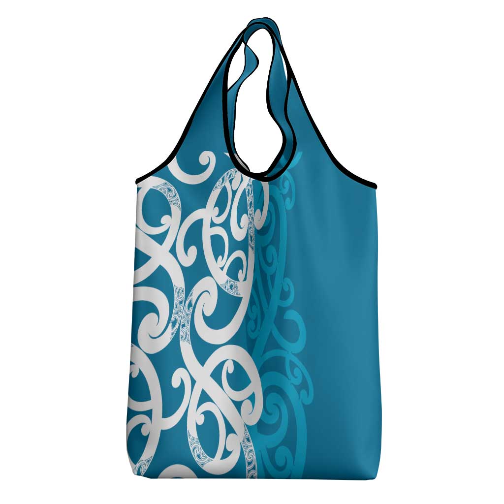 Azure Blue Maori Grocery Bag Koru Kowhaiwhai - Polynesian Pride