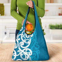 Azure Blue Maori Grocery Bag Koru Kowhaiwhai - Polynesian Pride