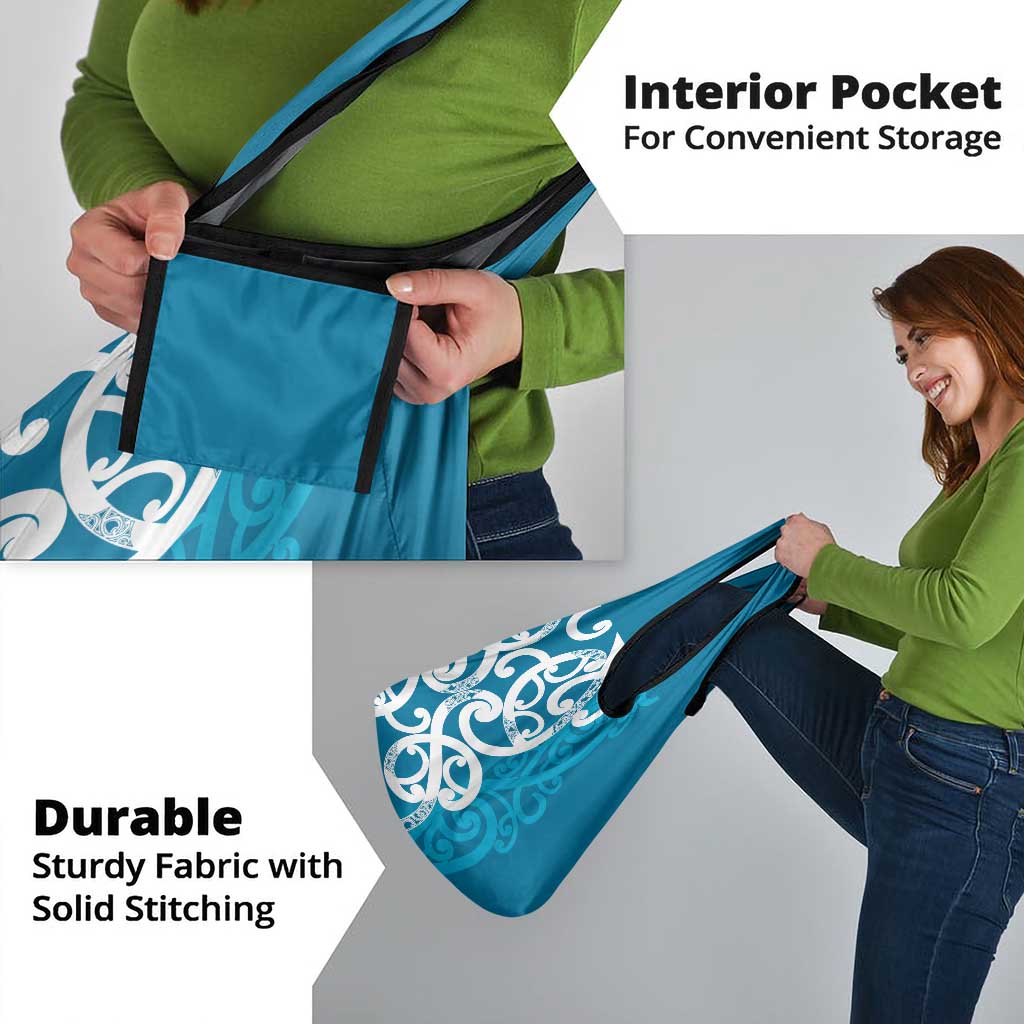 Azure Blue Maori Grocery Bag Koru Kowhaiwhai - Polynesian Pride