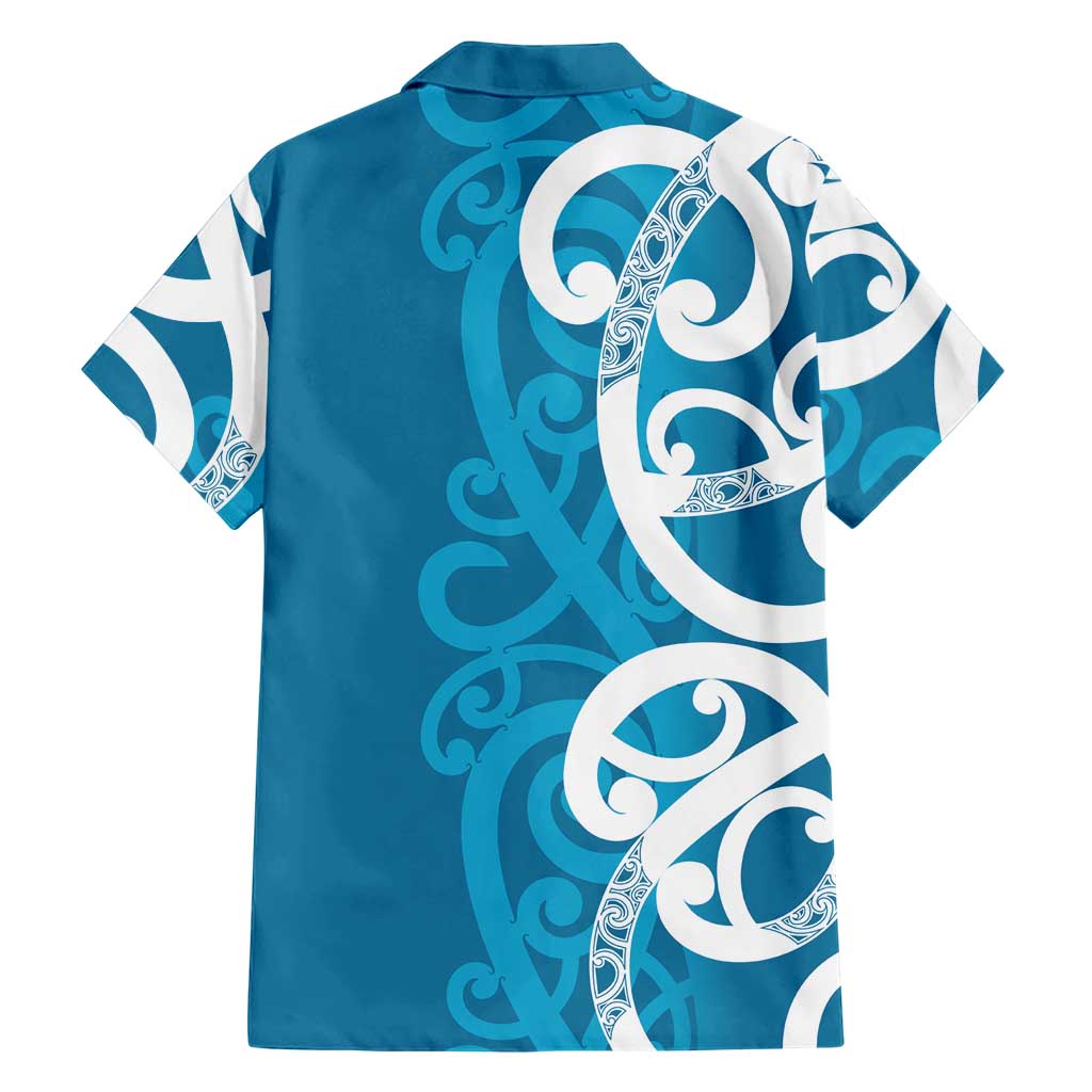 Azure Blue Maori Hawaiian Shirt Koru Kowhaiwhai LT7 - Polynesian Pride