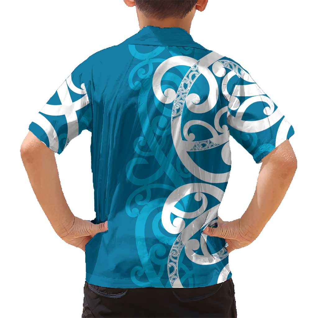 Azure Blue Maori Hawaiian Shirt Koru Kowhaiwhai LT7 - Polynesian Pride