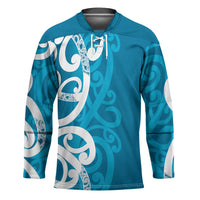 Azure Blue Maori Hockey Jersey Koru Kowhaiwhai - Polynesian Pride
